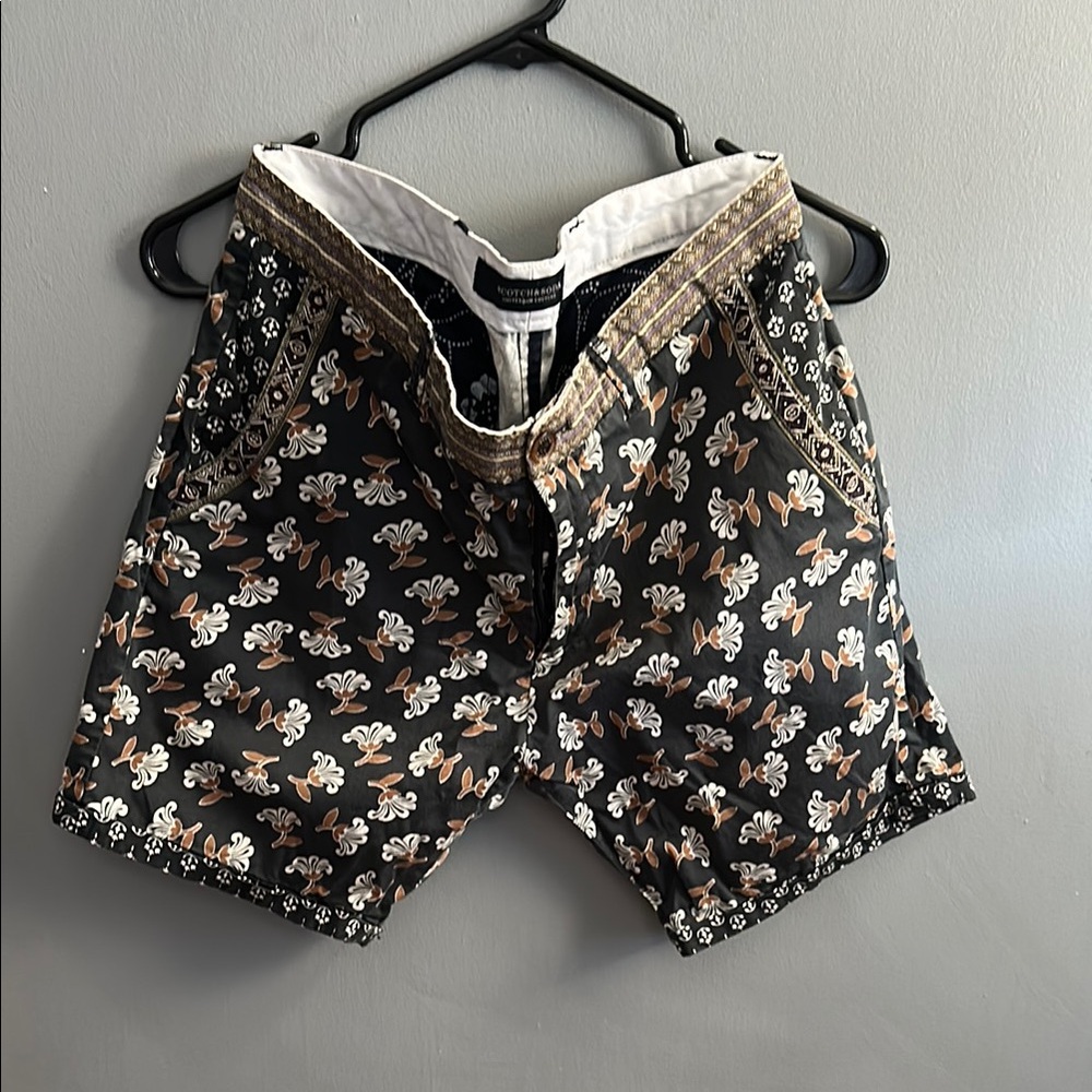 Scotch & Soda Black Floral Men Shorts